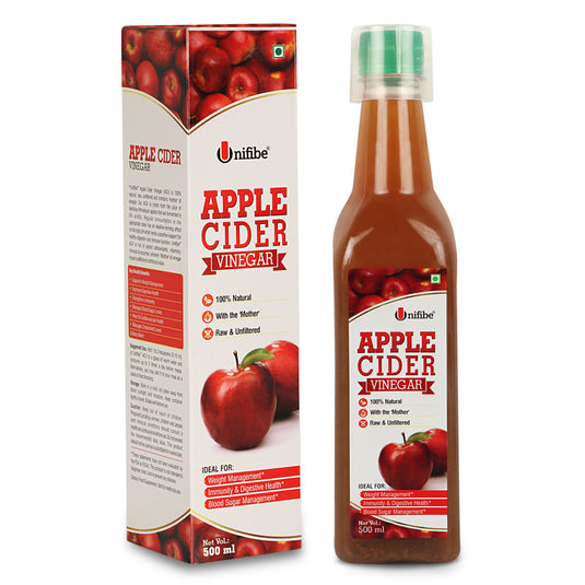 Unifibe® Apple Cider Vinegar for Digestive Health, Weight loss and boost enegy and immune system– 500 ml (Natural, Unfiltered & With The ‘Mother’)