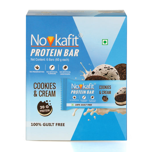 Novkafit Protein Bar 6 Piece(s)/Pack (Cookies & Cream Flavour) (360 g)