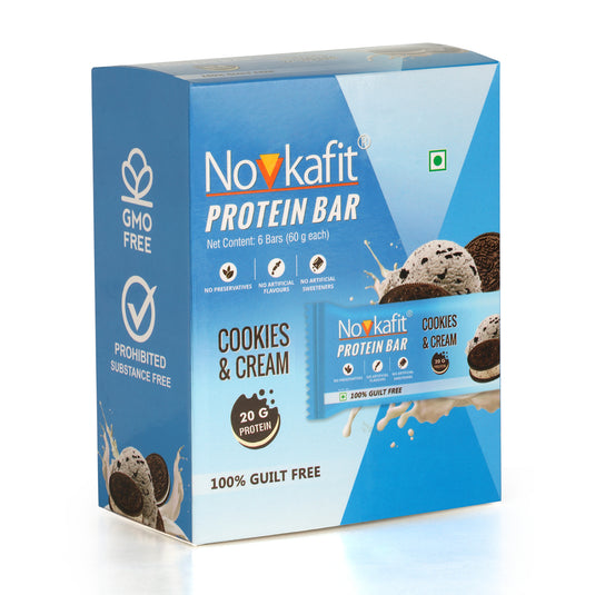 Novkafit Protein Bar 6 Piece(s)/Pack (Cookies & Cream Flavour) (360 g)