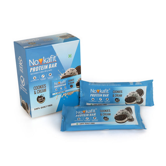 Novkafit Protein Bar 6 Piece(s)/Pack (Cookies & Cream Flavour) (360 g)