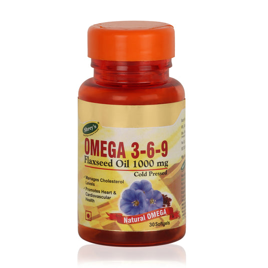 Shrey's Omega 3.6.9 Flaxseed Oil 1000mg Capsule for Heart, Joint, Immunity & Skin  (30 Capsules)