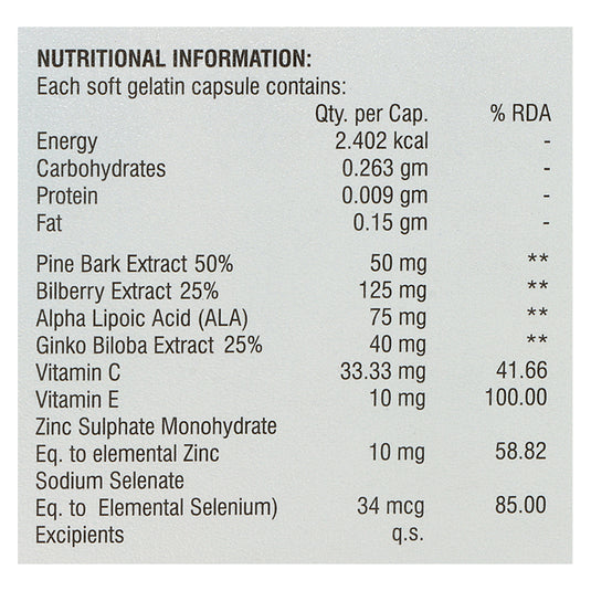 Shrey's Alacoma Pine Bark, Bilberry & Ginkgo Biloba Extract 30 capsule