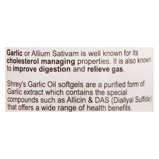 Shrey's Garlic Oil Capsules for Healthy Digestion (100 Softgels)