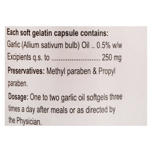 Shrey's Garlic Oil Capsules for Healthy Digestion (100 Softgels)