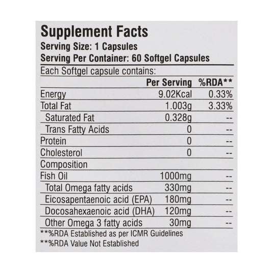 Novkafit Omega-3 Fish Oil 1000 Mg – 60 Softgel Capsules