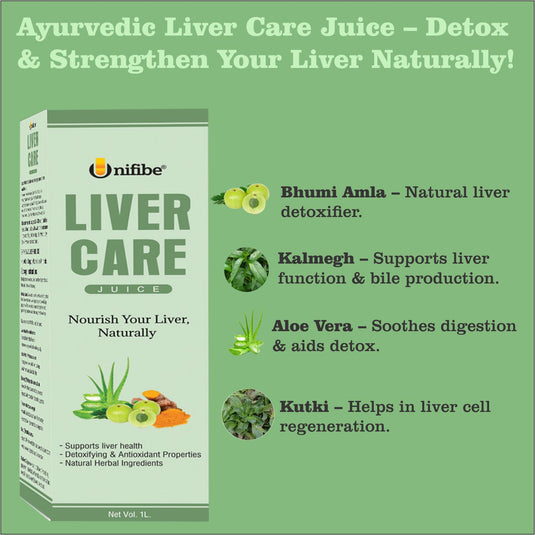 Unifibe Ayurvedic Liver Care Juice 1L – Supports Liver Detox, Fatty Liver Health, Digestion & Metabolism – Enriched with Bhumi Amla, Kalmegh, Turmeric & Aloe Vera – 100% Natural & No Added Sugar (1000 ml) (100% Natural & No-Added Sugar)