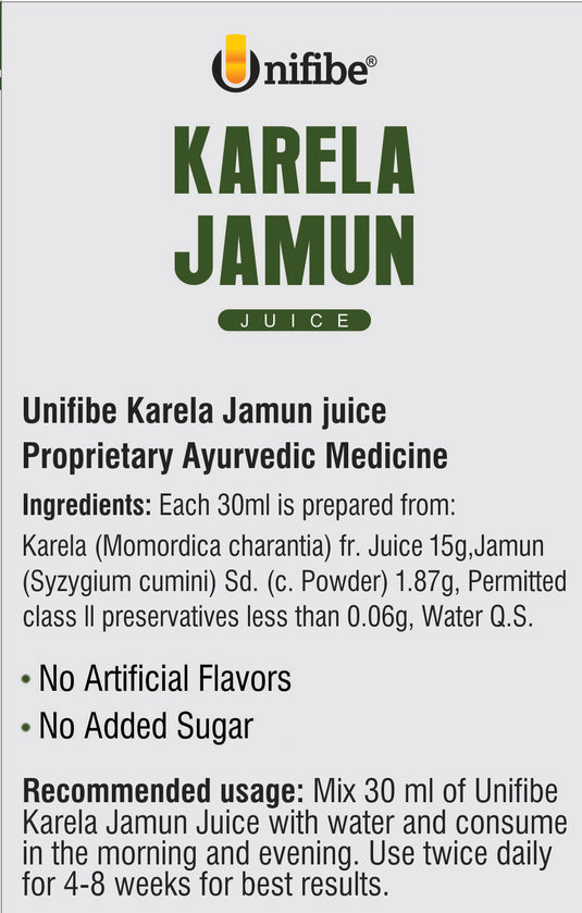 Unifibe Karela Jamun Juice | Natural Bitter Gourd & Indian Blackberry Juice | Supports Blood Sugar & Digestion | No Added Sugar | 1L (100% Natural & Ayurvedic (Herbal) )